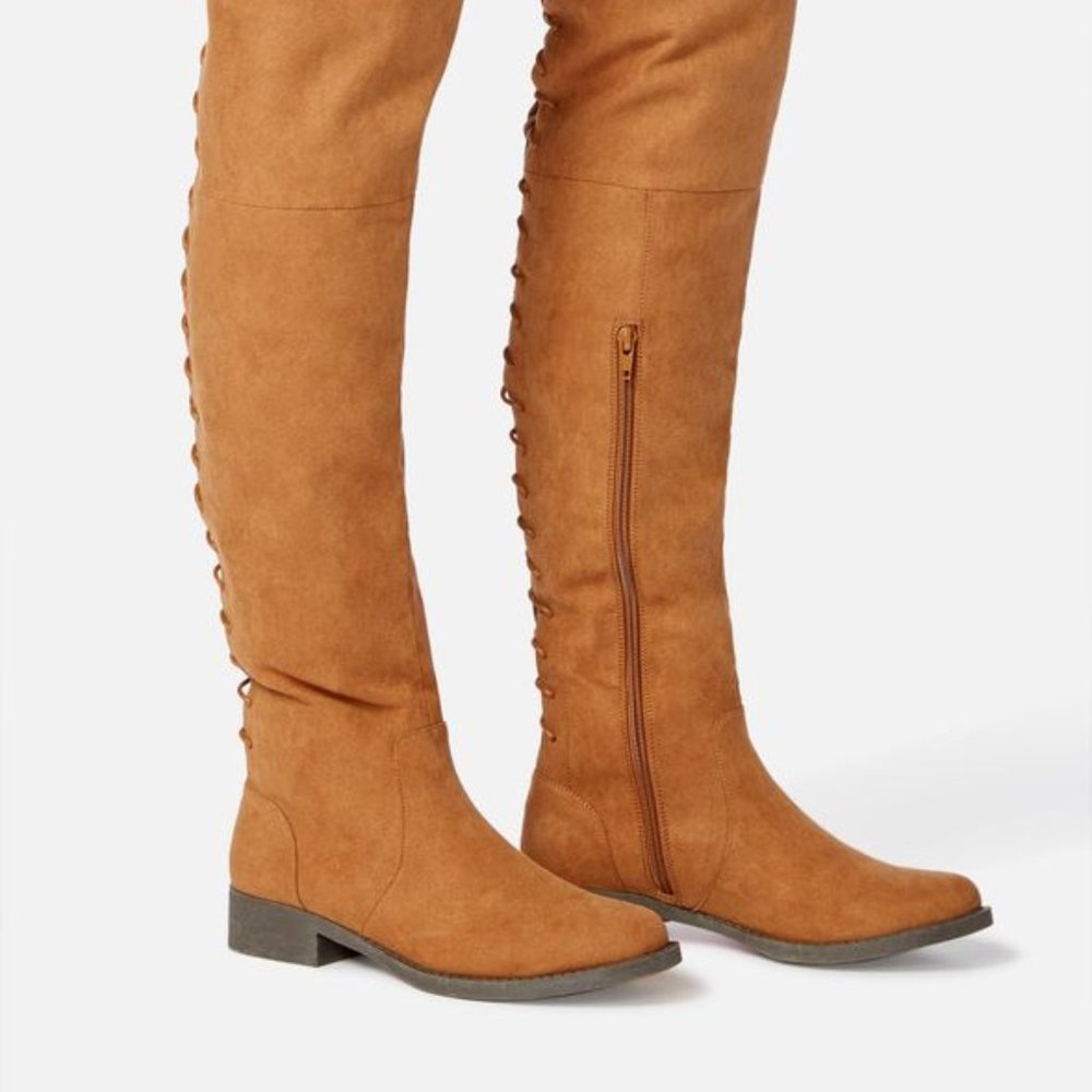 Arnella Corset Back Thigh High Boot - Normal / Siz